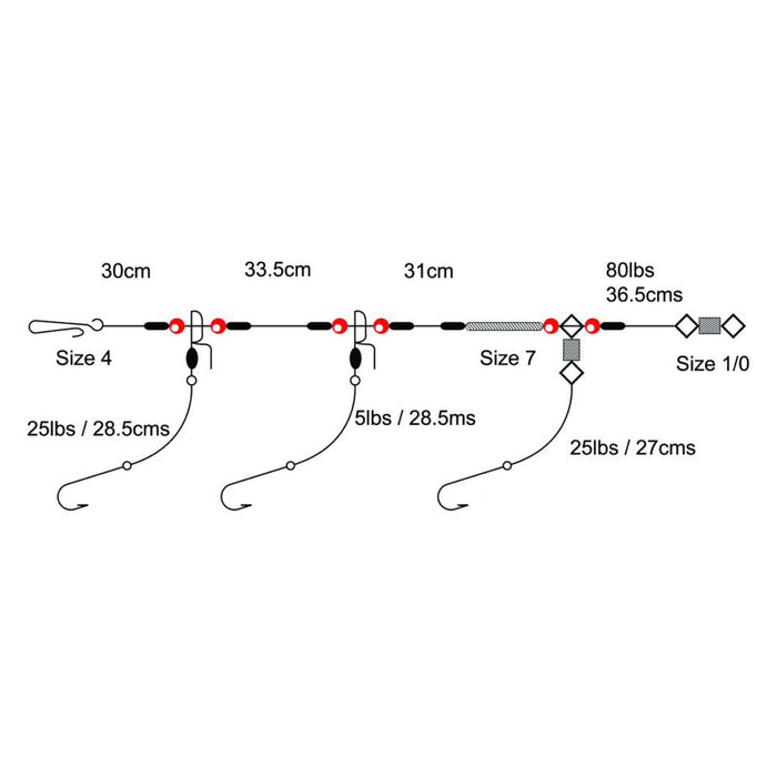 Cox & Rawle Ready Tied 3 hook clip down size 2