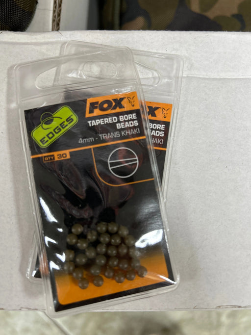 Fox EDGES Tapered Bore Beads - Trans Khaki: 4mm