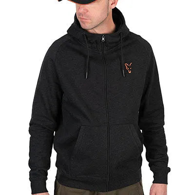 NEW FOX Lightweight Zipped Hoody Marl Black / Orange Reelfishing