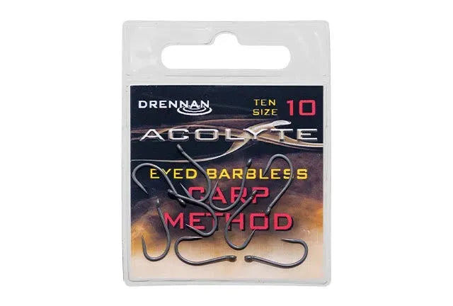 Drennan Acolyte Eyed barbless Carp Method hooks at reelfishing