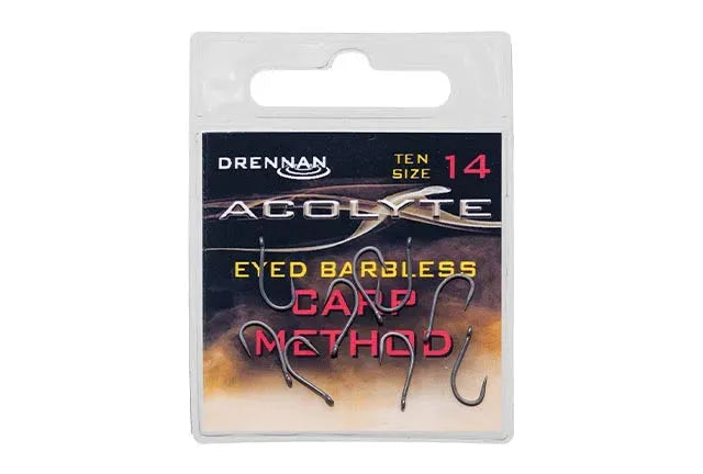 Drennan Acolyte Eyed barbless Carp Method hooks at reelfishing