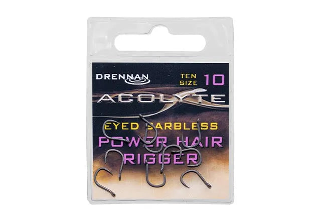 Drennan Acolyte Eyed barbless Power Hair Rigger hooks at Reelfishing