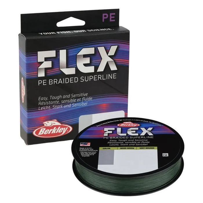 Berkley Flex PE Braided Superline 300 yards spool Moss Green Reelfishing