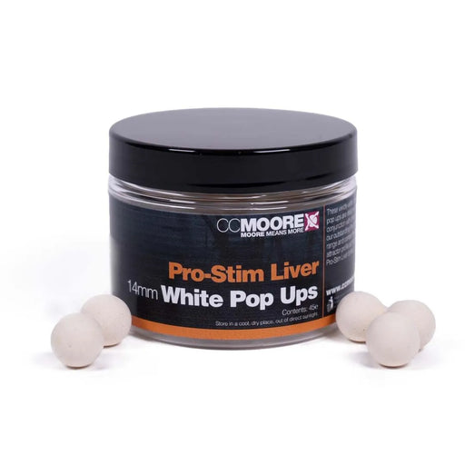 CC Moore Pro Stim Liver pop ups 14mm White 45 baits