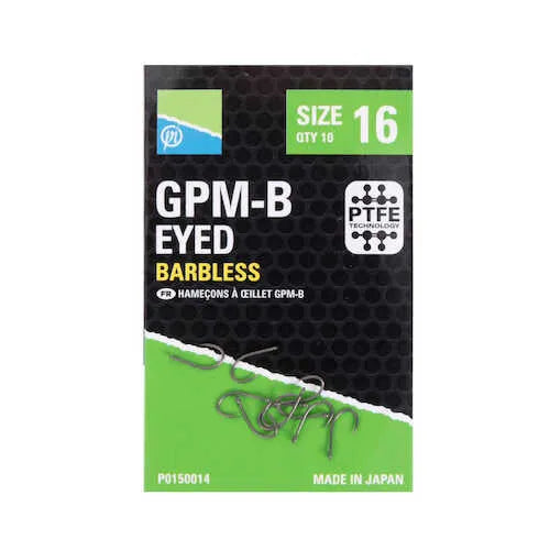 Preston GPM-B Eyed Barbless Hooks Reelfishing