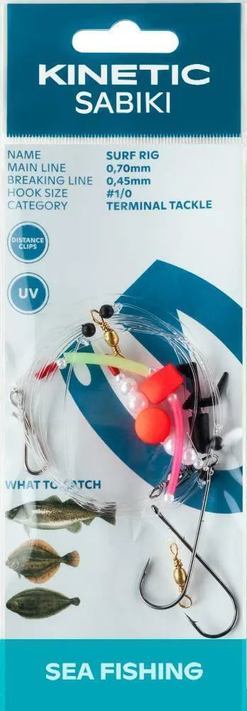 Kinetic Sabiki Surf Rig Red Pearl 1/0