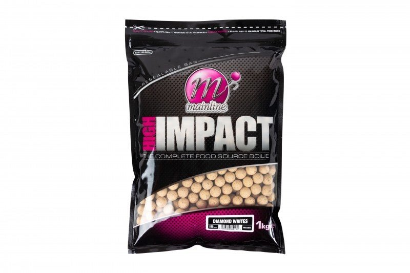 MAINLINE HIGH IMPACT BOILIES DIAMOND WHITES 15MM 1KG Reelfishing